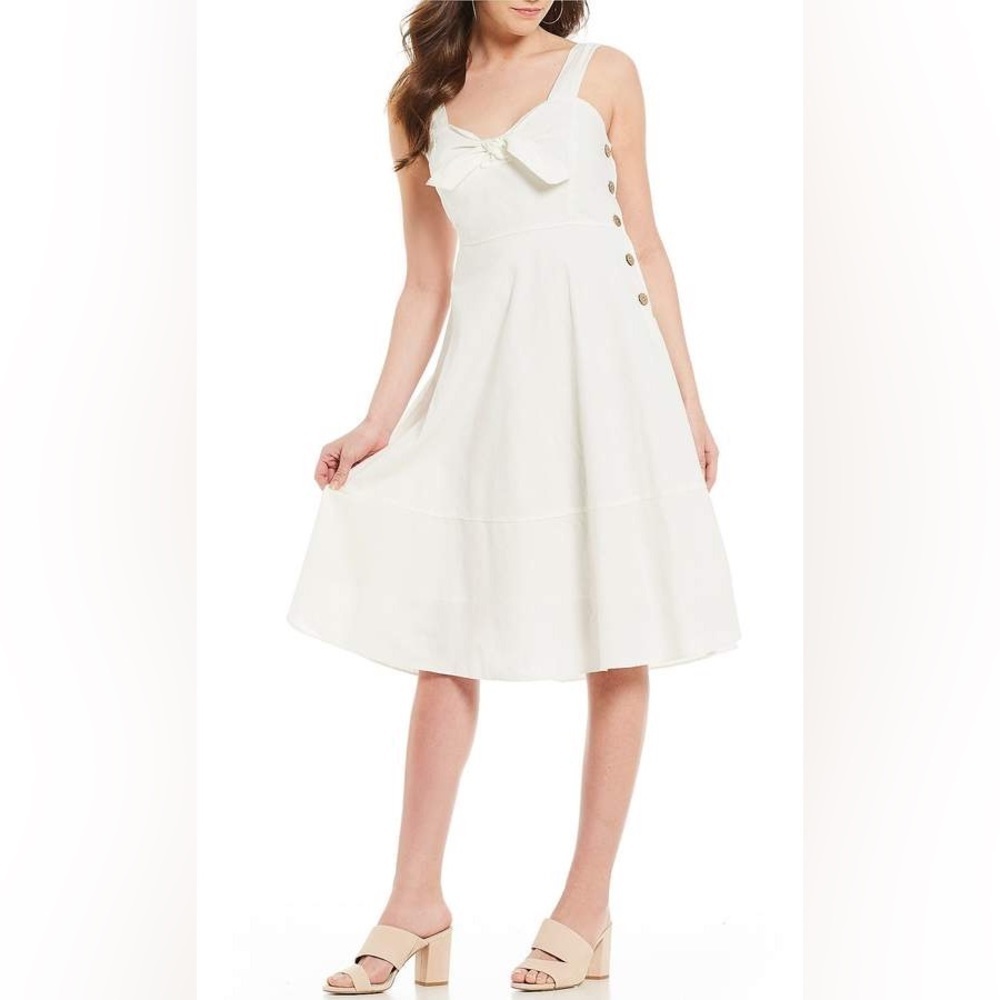 Chelsea & Violet White Front Knot Linen Dress Size Medium New